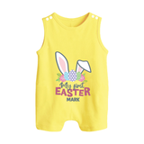 My First Easter – Bunny Ears Baby Romper Suit  - PASTEL YELLOW - New Born (Chest 18")