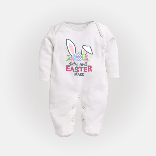 My First Easter – Bunny Ears Baby Fullbody suit  - WHITE - New Born (Chest 7.5")
