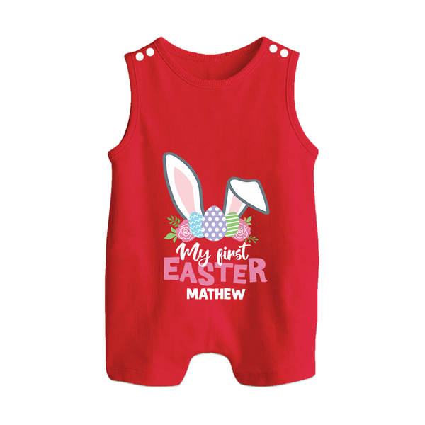 My First Easter – Bunny Ears Baby Romper Suit  - RED - New Born (Chest 18")