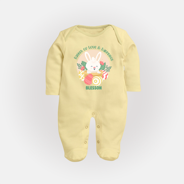 Basket of Love & Surprises – Easter Fullbody suit - PASTEL YELLOW - New Born (Chest 7.5")
