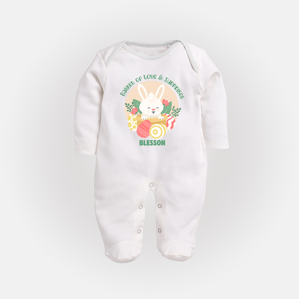 Basket of Love & Surprises – Easter Fullbody suit - WHITE - New Born (Chest 7.5")