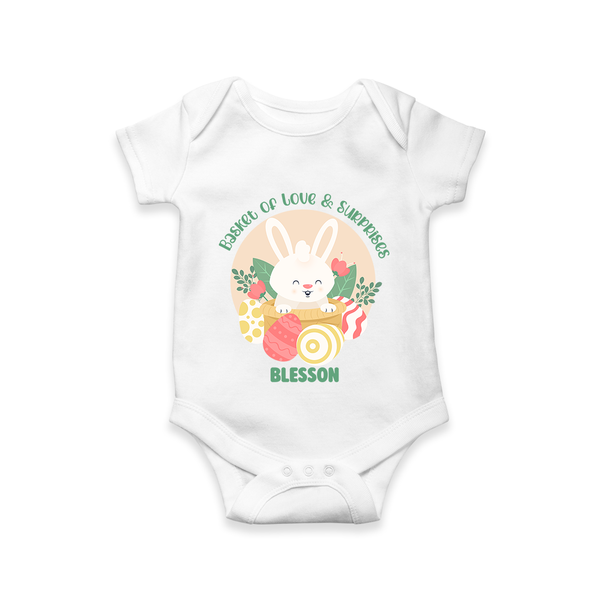 Basket of Love & Surprises – Easter Romper - WHITE - New Born (Chest 14")