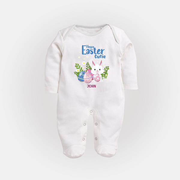 Hoppy Easter Cutie –  Fullbody suit - WHITE - New Born (Chest 7.5")
