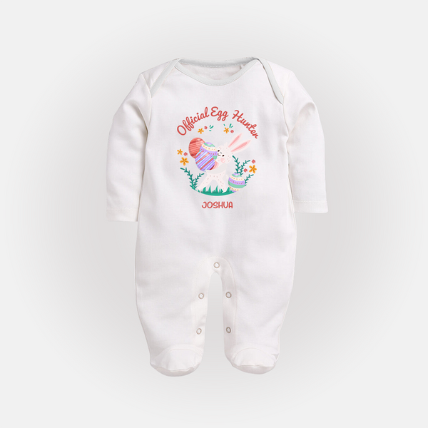 Easter Bunny & Eggs – Fullbody suit - WHITE - New Born (Chest 7.5")