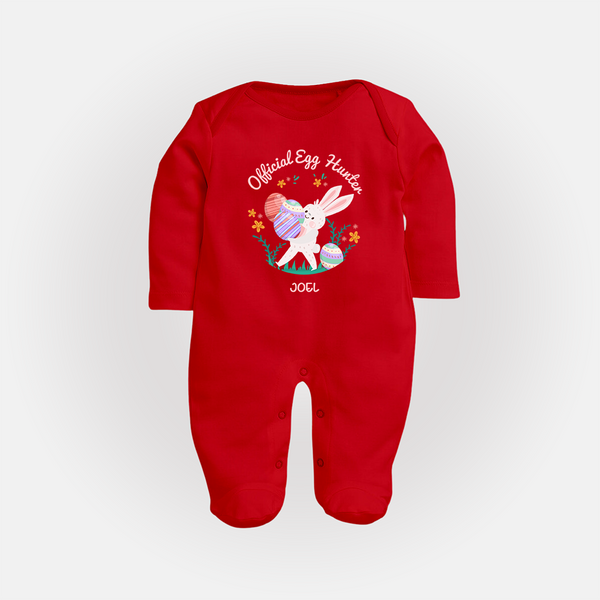 Easter Bunny & Eggs – Fullbody suit - RED - New Born (Chest 7.5")