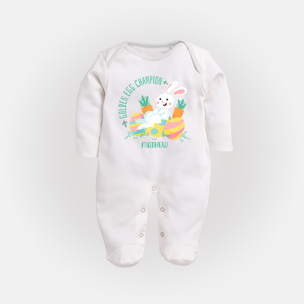 Golden Egg Champion – Easter  Fullbody suit - WHITE - New Born (Chest 7.5")