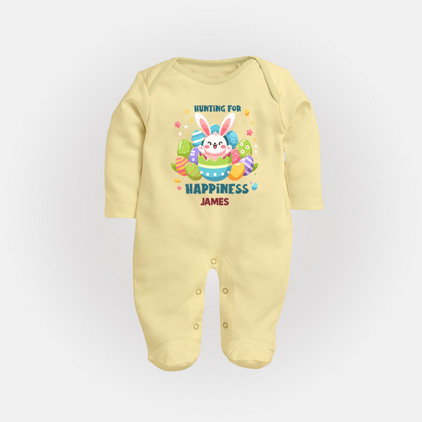 Hunting for Happiness – Easter  Fullbody suit - PASTEL YELLOW - New Born (Chest 7.5")