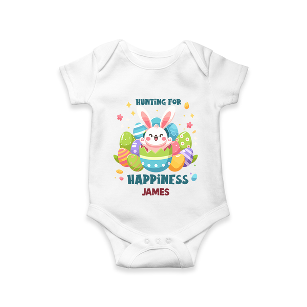 Hunting for Happiness – Easter  Romper - WHITE - New Born (Chest 14")