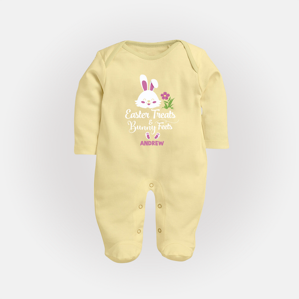 Easter Treats & Bunny Feets –  Fullbody suit - PASTEL YELLOW - New Born (Chest 7.5")