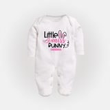 Little Miss – Easter  Fullbody suit - WHITE - New Born (Chest 7.5")