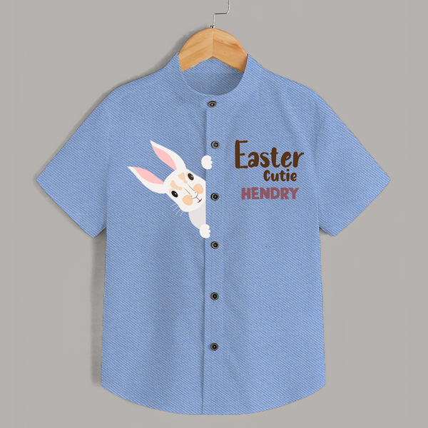 Happy Easter Personalized Kids Shirt – Bunny Egg Design - SKY BLUE - 0 - 6 Months Old (Chest 23")