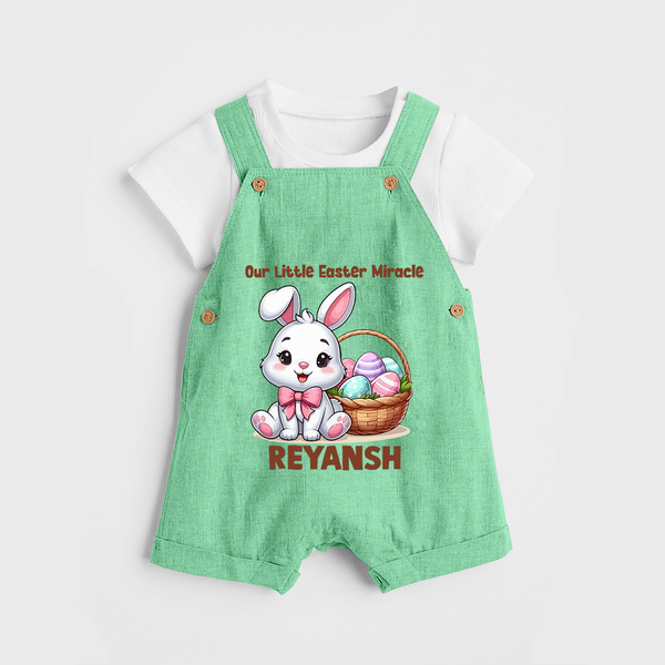 Personalized Easter Dungaree – Our Little Easter Miracle with Name - GREEN - 0 - 5 Months Old (Chest 18")