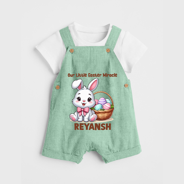 Personalized Easter Dungaree – Our Little Easter Miracle with Name - MINT GREEN - 0 - 5 Months Old (Chest 18")