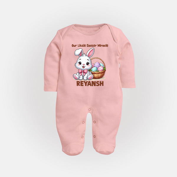 Personalized Easter Fullbody suit – Our Little Easter Miracle with Name - BABY PINK - New Born (Chest 7.5")