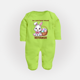 Personalized Easter Fullbody suit – Our Little Easter Miracle with Name - LIME GREEN - New Born (Chest 7.5")