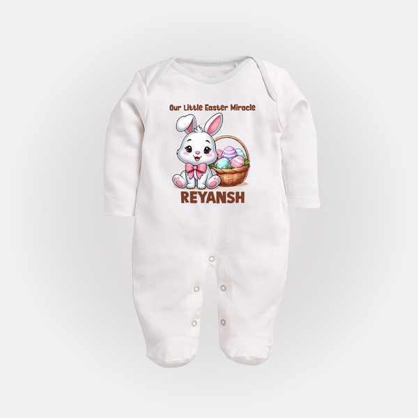 Personalized Easter Fullbody suit – Our Little Easter Miracle with Name - WHITE - New Born (Chest 7.5")