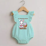 Personalized Easter Romper frock – Our Little Easter Miracle with Name - MINT GREEN - 0 - 3 Months Old (Chest 19")