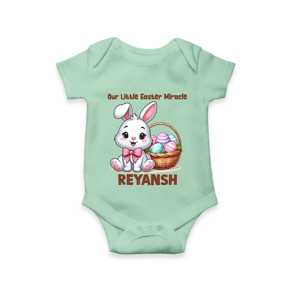 Personalized Easter Romper – Our Little Easter Miracle with Name - MINT GREEN - New Born (Chest 14")