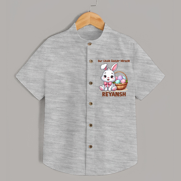 Personalized Easter Shirt – Our Little Easter Miracle with Name - GREY - 0 - 6 Months Old (Chest 23")