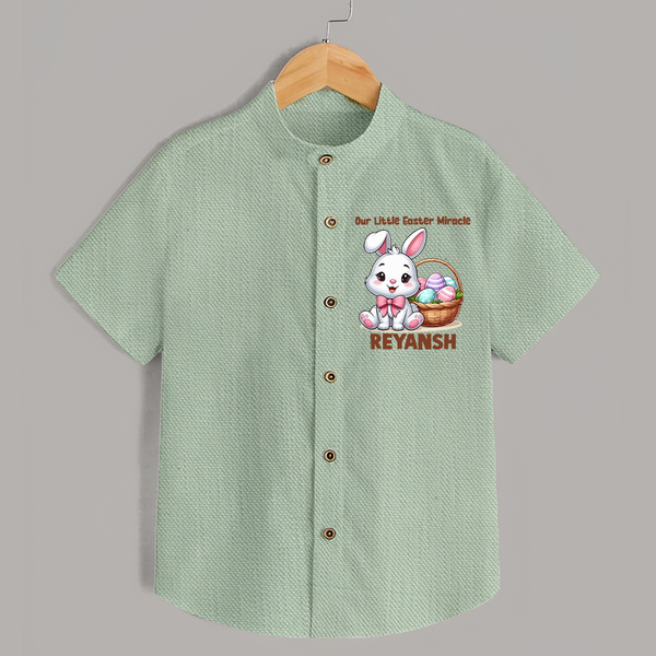Personalized Easter Shirt – Our Little Easter Miracle with Name - MINT GREEN - 0 - 6 Months Old (Chest 23")