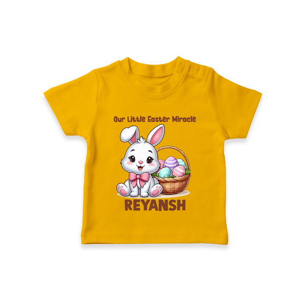 Personalized Easter T-Shirt – Our Little Easter Miracle with Name - CHROME YELLOW - 0-5 Months Old (Chest 17")