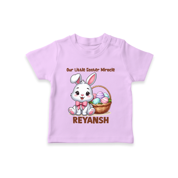 Personalized Easter T-Shirt – Our Little Easter Miracle with Name - LILAC - 0-5 Months Old (Chest 17")