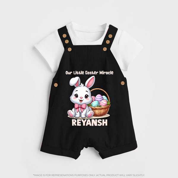 Personalized Easter Dungaree – Our Little Easter Miracle with Name - BLACK - 0 - 5 Months Old (Chest 18")