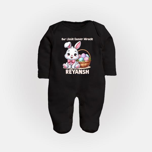Personalized Easter Fullbody suit – Our Little Easter Miracle with Name - BLACK - New Born (Chest 7.5")