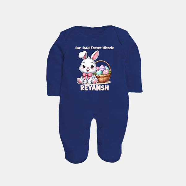 Personalized Easter Fullbody suit – Our Little Easter Miracle with Name - NAVY BLUE - New Born (Chest 7.5")