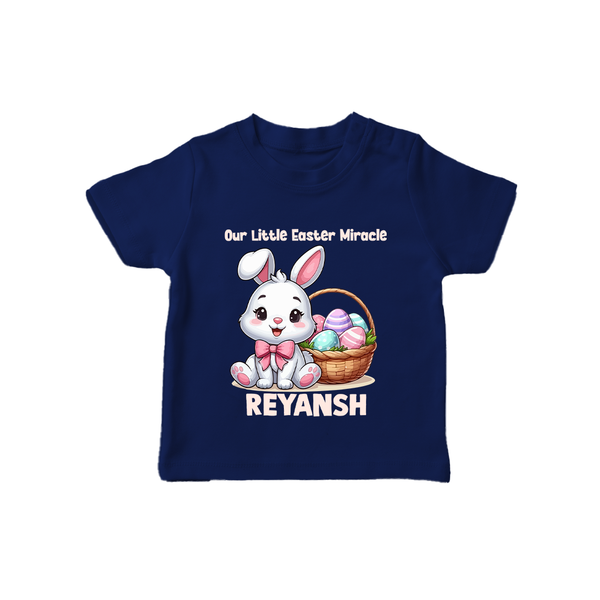 Personalized Easter T-Shirt – Our Little Easter Miracle with Name - NAVY BLUE - 0-5 Months Old (Chest 17")
