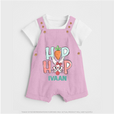 Hop Hop Personalized Dungaree – Cute Bunny Easter Outfit - BABY PINK - 0 - 5 Months Old (Chest 18")