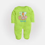 Hop Hop Personalized Fullbody suit – Cute Bunny Easter Outfit - LIME GREEN - New Born (Chest 7.5")