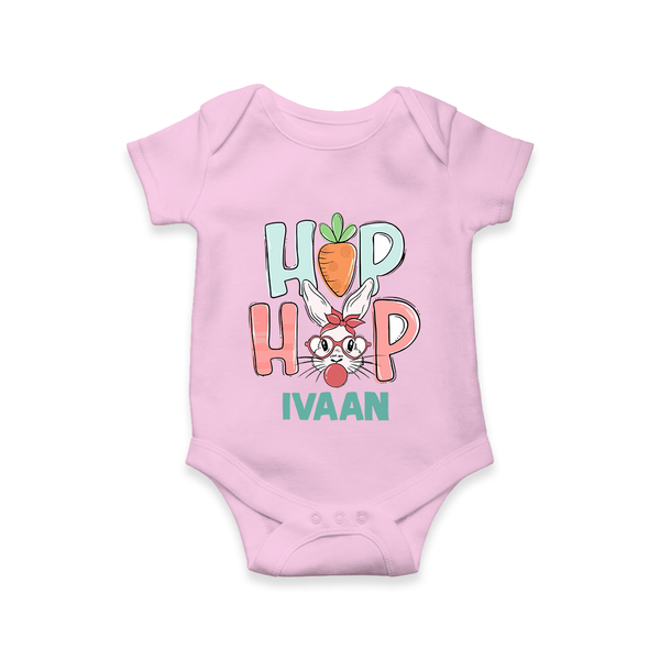 Hop Hop Personalized Romper – Cute Bunny Easter Outfit - BABY PINK - New Born (Chest 14")