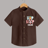 Hop Hop Personalized Shirt – Cute Bunny Easter Outfit - CHOCOLATE BROWN - 0 - 6 Months Old (Chest 23")