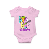 Personalized Easter Romper – Colorful Hop Bunny Design - BABY PINK - New Born (Chest 14")