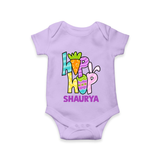 Personalized Easter Romper – Colorful Hop Bunny Design - LILAC - New Born (Chest 14")