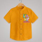 Personalized Easter Shirt – Colorful Hop Bunny Design - CHROME YELLOW - 0 - 6 Months Old (Chest 23")