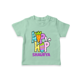 Personalized Easter T-Shirt – Colorful Hop Bunny Design - MINT GREEN - 0-5 Months Old (Chest 17")
