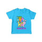 Personalized Easter T-Shirt – Colorful Hop Bunny Design - SKY BLUE - 0-5 Months Old (Chest 17")