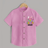 Happy Easter Personalized Shirt – Festive Bunny Design - BABY PINK - 0 - 6 Months Old (Chest 23")