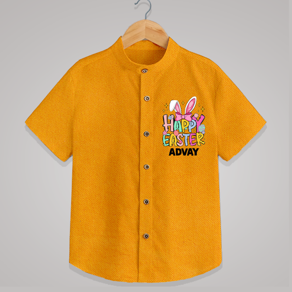 Happy Easter Personalized Shirt – Festive Bunny Design - CHROME YELLOW - 0 - 6 Months Old (Chest 23")