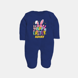 Happy Easter Personalized Fullbody suit – Festive Bunny Design - NAVY BLUE - New Born (Chest 7.5")