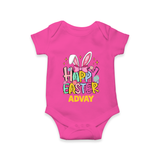 Happy Easter Personalized Romper – Festive Bunny Design - HOT PINK - New Born (Chest 14")