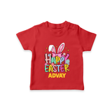 Happy Easter Personalized T-Shirt – Festive Bunny Design - RED - 0-5 Months Old (Chest 17")