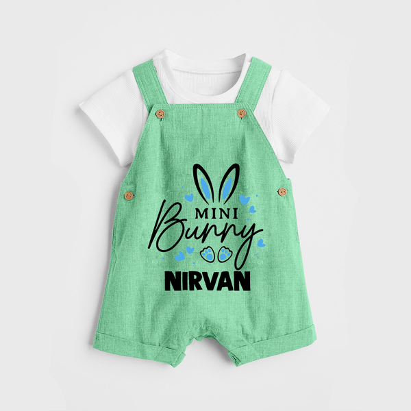 Mini Bunny Personalized Dungaree – Cute Easter Outfit with Name - GREEN - 0 - 5 Months Old (Chest 18")
