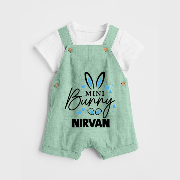 Mini Bunny Personalized Dungaree – Cute Easter Outfit with Name - MINT GREEN - 0 - 5 Months Old (Chest 18")