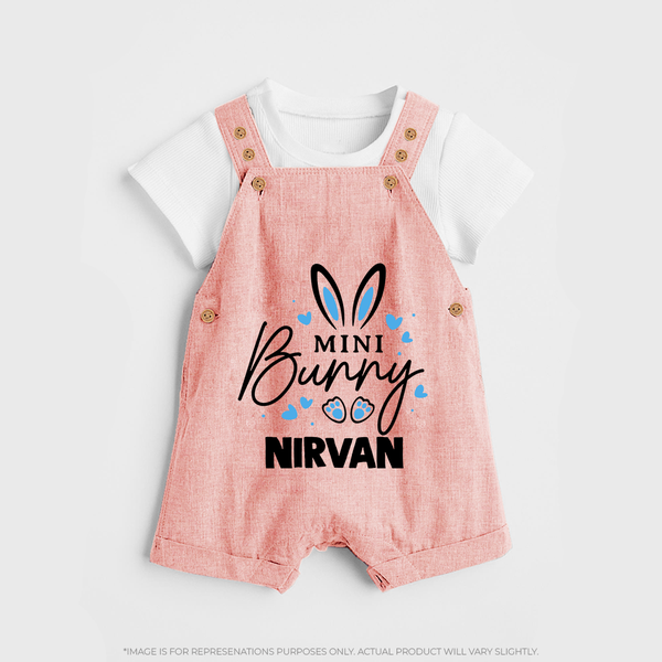 Mini Bunny Personalized Dungaree – Cute Easter Outfit with Name - PEACH - 0 - 5 Months Old (Chest 18")
