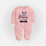 Mini Bunny Personalized Fullbody suit – Cute Easter Outfit with Name - BABY PINK - New Born (Chest 7.5")