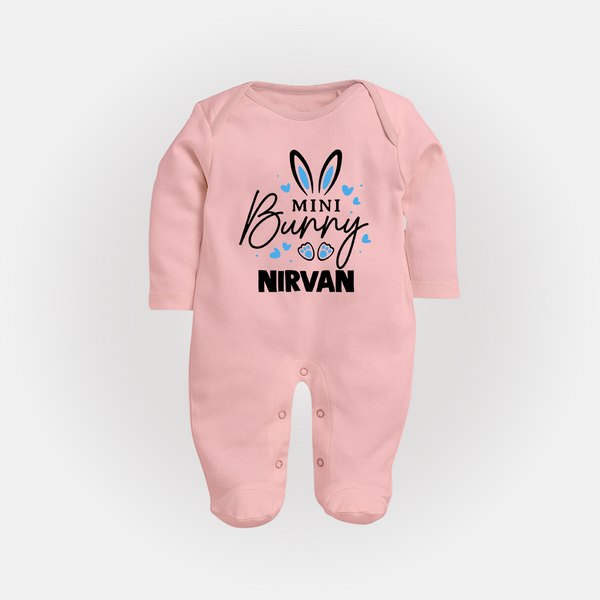 Mini Bunny Personalized Fullbody suit – Cute Easter Outfit with Name - BABY PINK - New Born (Chest 7.5")