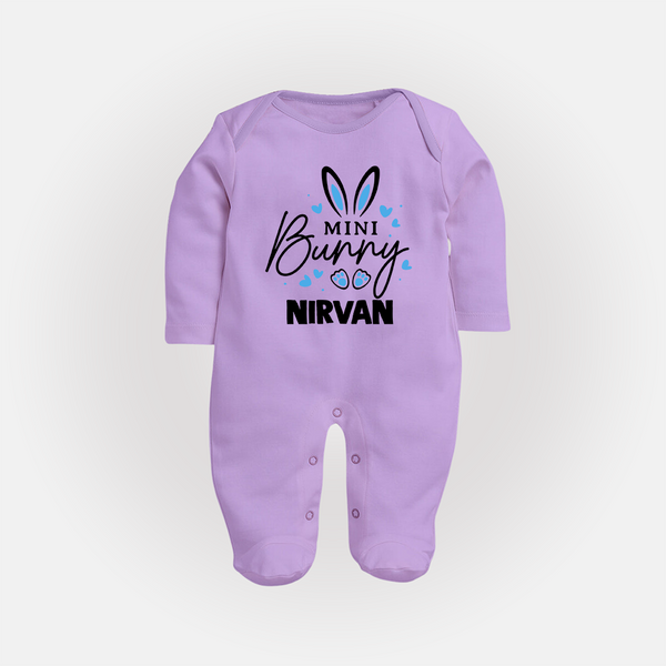 Mini Bunny Personalized Fullbody suit – Cute Easter Outfit with Name - LILAC - New Born (Chest 7.5")